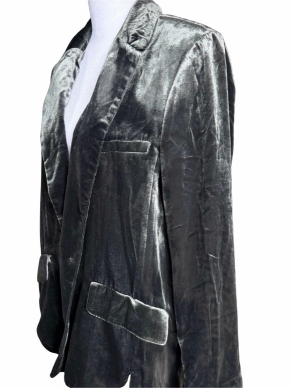 Anthropologie Velvet Blazer Jacket - Charcoal - Picture 3 of 7